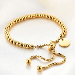 Water Resistant 18KT Gold Plated New Style Beaded Adjustable Bracelet